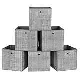 SONGMICS Storage Boxes, Set of 6 Non-Woven Fabric Box with Handle, 30 x 30 x 30 cm, Fit Cube Storage Unit, for Shelves, Foldable, Clothes Storage, Flecked Grey RFB02LG-3