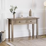 Vida Designs Panama Console Table 2 Drawer, Living Room Furniture, Natural Oak, Wax Finish