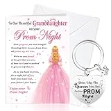 HOWAF Prom Gifts for Girls Granddaughter, Prom 2025 Card Granddaughter Graduation Card School prom Night Greeting Card with Envelope Keyring Keychain Graduation Gifts for Her granddaughter gifts