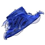 Lawliet Womens Ladies Organza Dress Church Wedding Occasion Wide Brim Feather Veil Sun Formal Royal Ascot Hat A341 (Royal Blue)