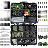 Dr.Fish 278pcs Carp Fishing Tackle Set in Box, Carp Fishing Accessories Include Hooks, Safety Clips and Swivels, Beads, Boilie Stops, Corn, Tube and other, Green Black