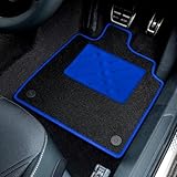 Car Mats to fit Subaru Impreza WRX/Impreza STI (2000-2007) Black Carpet with Blue Ribbed Trim and Blue Rectangle Heel Pad [697]