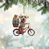 Christmas Ornaments Hanging Christmas Tree Decorations Acrylic 2D Plane Dachshund Dog Small Christmas Ornaments for the Home (B)