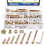 Glarks 192Pcs Baby Bed Crib Screws Bolts Set - M6 Hex Socket Head Cap Screws, Barrel Nuts, Threaded Inserts, T-Nut, and Hex Wrench for Wood, Rock Climbing Holds, Cabinetry, Furniture