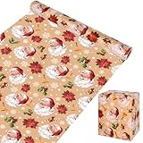 ZALAON Santa Claus Wrapping Paper Roll, 43CM x 10M Christmas Wrapping Paper Presents Wrapping Kraft Paper for Gift Boxes Festival Decoration