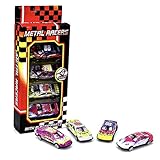 D.A.Y. Republic 4 Pcs Die Cast Metal Toy Cars Age 6+ Free Wheel Mini Racing Convertibles, Sports Cars, Playset, Cake Toppers (4 Metal Racers)