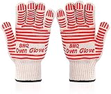 Revolutionary 250°C Extreme Heat Resistant EN407 Certified Heat Resistant Oven Gloves Hot Surface Handler Made from Nomex and Kevlar - Non-Slip Kitchen Silicone Gloves Five Fingers(Red(2 PCS))