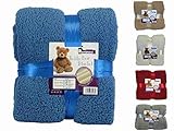 rejuvopedic Teddy Bear Blanket Sofa Fleece Throwover Throw Settees / 130x180cms / Blue