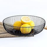 DMAR Black Wire Fruit Bowl, 28x8cm Large Metal Fruit Basket, Modern, Keep Fruit Fresh Longer