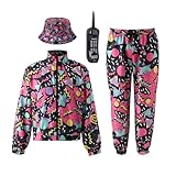 IFFEI Fancy 80s Dress Men Women outfit, Funny Rapper, 1980s Disco Fancy Dress mens adult, 90s Outfits Fashion Retro Tracksuit for Halloween Carnival Party L