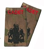 Contact Left Embroidery PAIR ACF/CCF Rank Slides CADET Red on MTP WO1 RSM (Regimental Sergeant Major)