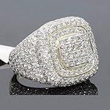 CHENG'S 18K Gold CLUSTER ICED OUT Lab Simulated Diamond Band MICROPAVE Mens Pinky Ring (9)