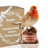 Muldale Robin Grave Ornament - 14cm Red Robin Gifts for Women - Decoration for Graveside or Garden - Outdoor Resin Bird Statue Memorial