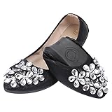 Padgene Womens Fold up Pumps Roll up Shoes Foldable Ballet Flats, Portable Ladies Slip On Loafers Dolly Shoes for Ladies