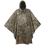 USGI Industries Military Style Poncho Multi Use Rip Stop Camouflage Rain Poncho, Marpat, One size