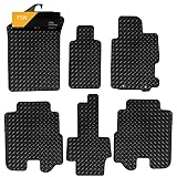 FSW - Tailored Car Mats - Fr-V 2004-09, 6pc Set - HEAVY DUTY 3mm Rubber Matting - Anti Slip Mat - Waterproof, Non Slip Car Floor Mat, Fitted with Clips & Anti Slip Backing - 6 XXL Rubber Floor Mat Set