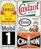 Vintage Metal Tin Signs Retro Garage Signs, Man Cave Accessories Old Car Shop Posters Oil And Gas Station Sign Bar Decor 20 x 30 cm（5pcs）
