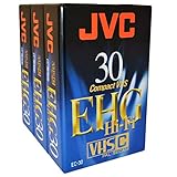 JVC EHG Series VHS-C Cassette, 30 Minutes, Pack of 3