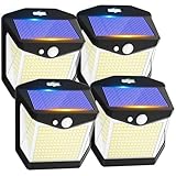 Solar Security Lights Outdoor Garden - 248 LED Solar Powered Outside Light 3 Modes Motion Sensor and 270°Wide Angle IP65 Waterproof Solar Power Wall Lighting For Fence Flood Door Garage Yard 4 Pack