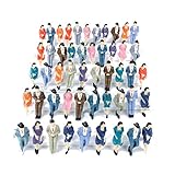 50 Pieces 1:32 Scale Sitting Plastic Figures, Mixed Miniture Male & Female People Human People Figures Architectural Model Decorative