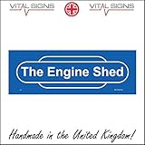 PWDirect IN177 The Engine Shed Sign Totem Railway Train Gift Present Model Line 150mm x 50mm 5mm Heavy Duty Foamex Foamboard