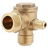 Air Compressor Check Valve, Thread 3-Way Air Compressor Valve Male Threaded Non-Return Check Valve Spare Parts Tube Connector Tool for Central Pneumatic