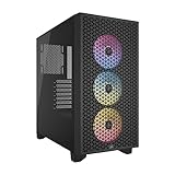 CORSAIR 3000D RGB AIRFLOW Mid-Tower PC Case – 3x AR120 RGB Fans – Three-Slot GPU Support – Fits up to 8x 120mm Fans – High-Airflow Design – Black