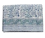 Yuvancrafts Indian Hand Block Print Kantha Quilt Queen Size Kantha Throw Kantha Bedspread Indian Blanket Cotton Bed Cover Handmade Quilt (Twin Size 90 X 60 Inch)