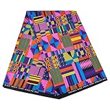 FINGERINSPIRE 6 Yards/5.5m Cloth African Fabric by The Yard 114cm Wide Colorful Kente Wax Printed Polyester Fabric Ethnic Style Patchwork Fabric for Party Dress DIY Crafts Garment Accessories