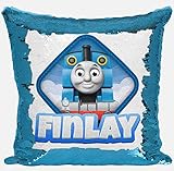 DAILY GIFTS Personalised Thomas Engine Any Name Magic Reveal Sequin Cushion Cover Gift (Case Only)