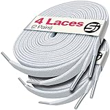 S&J Flat Shoe Laces for Trainers Converse Air Force 1,Replacement Sneaker Laces for Sport Shoes, Casual Shoe, Durable Shoelaces for Kids Adult Men and Women, Multi Colour 8mm wide(WHITE, 1 Pair)