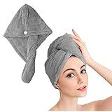 Shakeel Microfiber Hair Towel Wrap | Super Absorbent Hair Turbans for Quick Dry, Grey