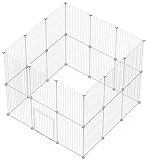 LANGXUN Rabbit Enclosure, Metal Fence, Wire Cage, Encrypted Wire Cage, DIY Assembly of Different Sizes of Metal Wire Cage(128X64X86CM White 24PCS)