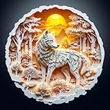 Wooden Puzzles for Adults, 300pcs Visual 3D Wolf Wood Puzzle, Unique Animal Shape Puzzles with Wood Box, 34x33.7cm Wooden Puzzle for Family Game and Birthday Gifts for Friend