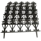 Victorian Style Black Fencing Garden Edging - Ornate Fence Border For Lawn/Flowerbed
