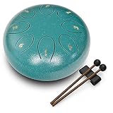 Steel Tongue Drum: 6 inch 8 tone Musical Percussion Instrument, Rain Drum for Outside - Ideal Present for Family and Friends (Malachite)