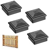 Post Cap 4X4 Fence Post Caps Plastic Cap Post Covers Waterproof Fence Pole Caps Fence Toppers for Wooden Posts Deck Patio Garden Yard Decoration (3.5in x 3.5in) 4PCS