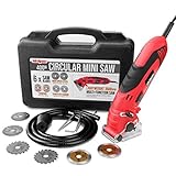 Hi-Spec 11pc 400W Corded Compact Electric Circular Saw – Power Saw for Cutting Wood, MDF, Plastic, Drywall, Tiles, Ceramics & Metals. 54.8mm Blade in Carry Case