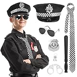 Mineup Police Officer Costume Accessories Set - 6Pcs Fancy Dress Role Play With Hat, Handcuff for Adult Men Women - Carnival Cosplay Themed Party