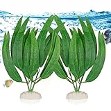 BEGONDIS 2Pcs Artificial Aquatic Plants Set - Lifelike Silk Fabric Leaves for Aquarium Decoration, Easy to Maintain, Vibrant Underwater Garden (Green)