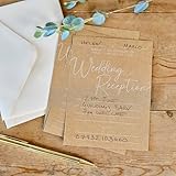 Ginger Ray Kraft Card Wedding Reception Invitations with Envelopes 10 Pack, Neutral
