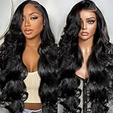 RXY Body Wave Human Hair Wig 13x4 HD Transparent Invisable Lace Front Human Hair Wig for Women, 180% Density Glueless Brazilian Virgin Hair Pre Plcuked Natural Hairline Natural Color 16 Inch