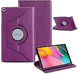 World biz Case for Samsung Galaxy Tab A 10.1 Inch 2019 (SM-T510/T515/T517) PU Leather Smart 360 Rotating Flip Stand Cover, Auto Wake/Sleep Tab T515 T510 Tablet Case (Purple)