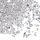 sourcing map 200g Crushed Glass Chips 2-4mm Shiny Electroplating Irregular Broken Sprinkles Chunky Glass for Crafts DIY Resin Art Decoration Vase Filler, Silver Tone