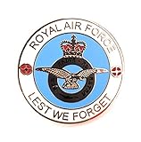RAF Royal Air Force Crested Lest We Forget Enamel Lapel Pin Badge