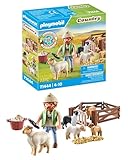 Playmobil 71444 Country: Young Shepherd with Flock of Sheep, with a border collie, hair trimmer and straw strip, fun imaginative role-play, sustainable play sets suitable for children ages 4+