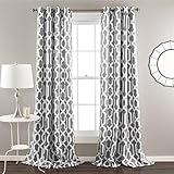 Lush Decor Edward Trellis Curtains Light Filtering Window Panel Set for Living, Dining, Bedroom (Pair), Gray, 52" W x 84" L