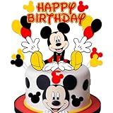 YOGARTH Pack of 15 Mic-ke Mous Cake Decoration Boys, Mic-ke Mouse Cake Decoration Children's Birthday, Cake Topper Set, Happy Birthday Topper for Boys Birthday Party Cake Decoration Supplies (A)
