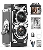 Kriogor Retro Mini Digital Camera, 1080P FHD 12MP Retro Digital Twin-Lens Camera, 1.54" Compact Cameras with Digital Zoom, Portable Canera for Teens Students Kids Boys Girls, 16GB Card