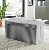 GC GAVENO CAVAILIA Ottoman Storage Box Chest With Lid | 76X35X35 Cm Grey Ottoman Blanket Box Seat | Foldable Storage Bench Footstool Toy Box For Living Room Hallway